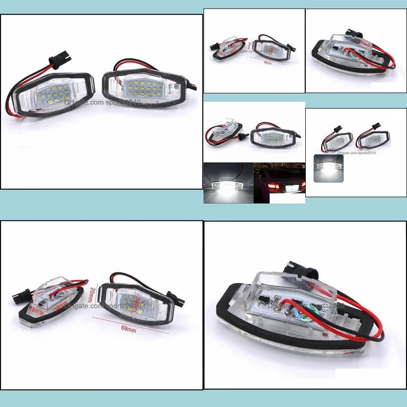 2Pcs/LOT Error Free White LED Number License Plate Light Lamp For Honda Civic City Legend Accord