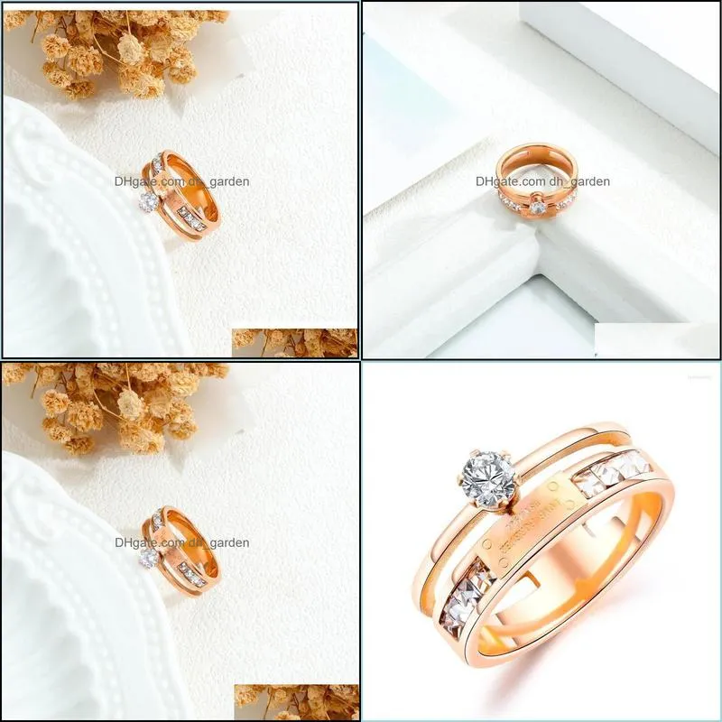 Wedding Rings European And American Simple Titanium Steel Ring Female Fashion Wild Rose Gold For WomanWedding Brit22