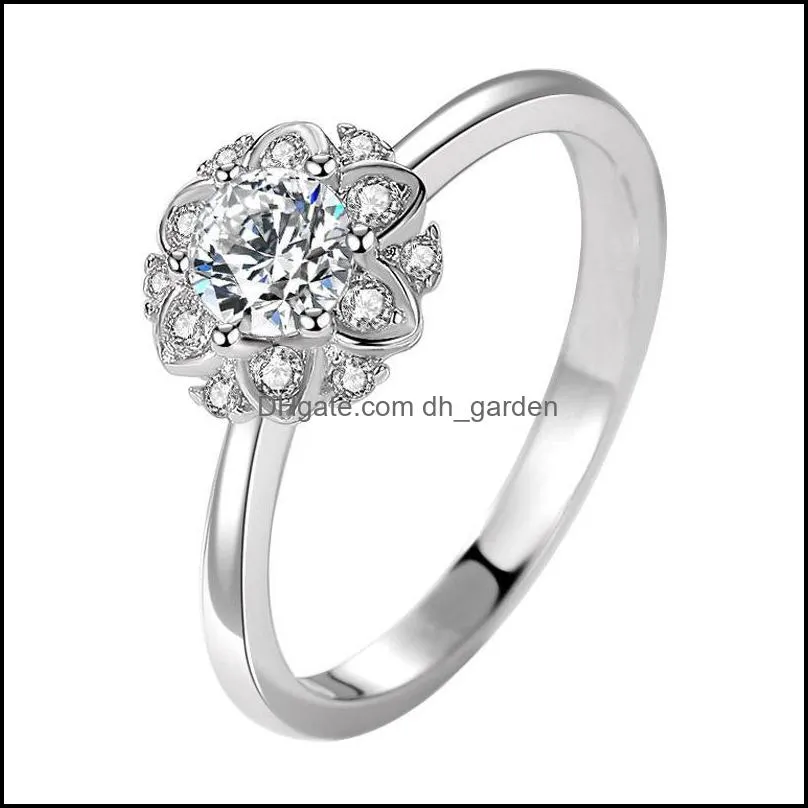 wedding rings classics white gold plated bridal ring womens crystal flower 0 45 cubic zirconia engagement jewelrywedding ringswedding