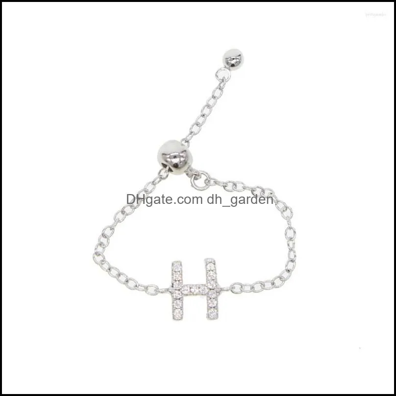 Wedding Rings 2022 Slider Chain Alphabet Ring N-Z Initial Letter Name Charm Jewelry Fashion Love Cute Gift Adjust Tiny