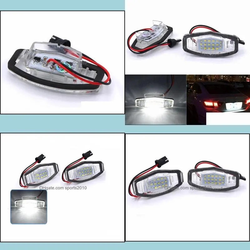 2Pcs/LOT Error Free White LED Number License Plate Light Lamp For Honda Civic City Legend Accord