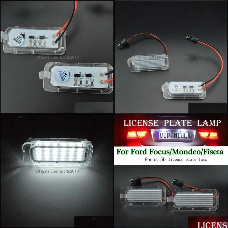 2pcs/lot For Ford License Plate Light 5D 18 SMD-3528 LED Car Number Plate Lamps Licence Lights For Ford Focus Mondeo Fiseta