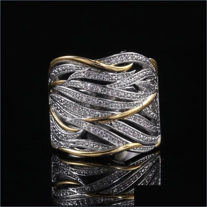 Wedding Rings Wide Weave Finger For Women Men Fashion Jewelry Silver Color/gold Engagement Female AnelWedding Brit22