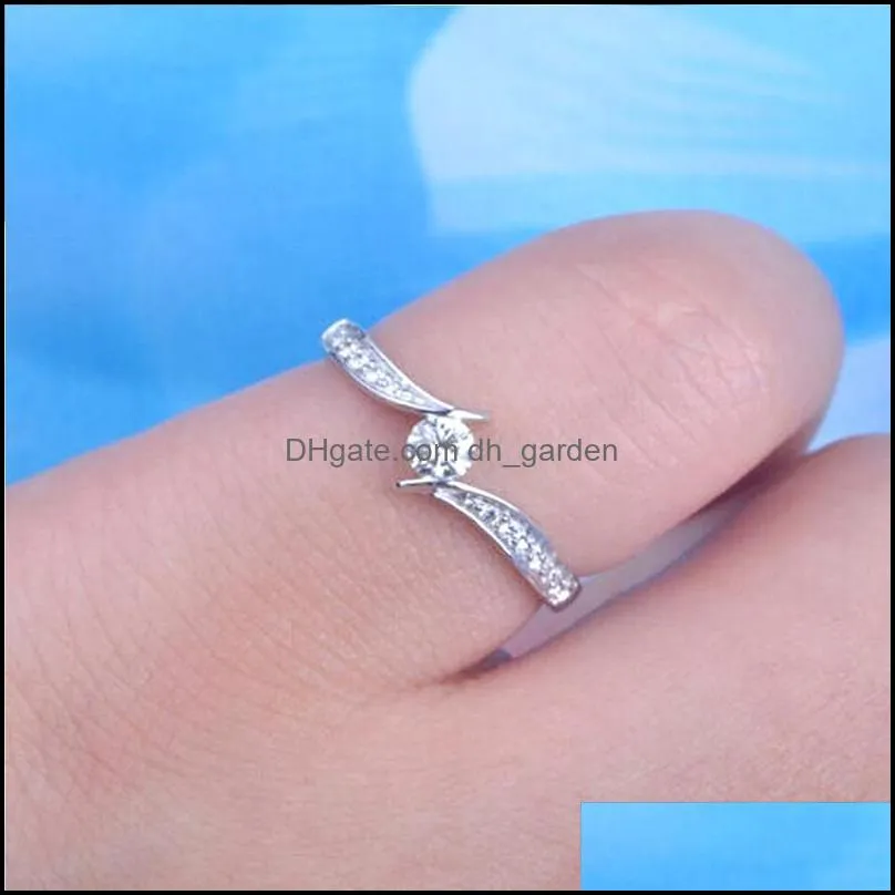 Wedding Rings Huitan Timeless Style Silver Color Women`s Ring With Brilliant Cubic Zircon Fancy Crystal Classic Eternity