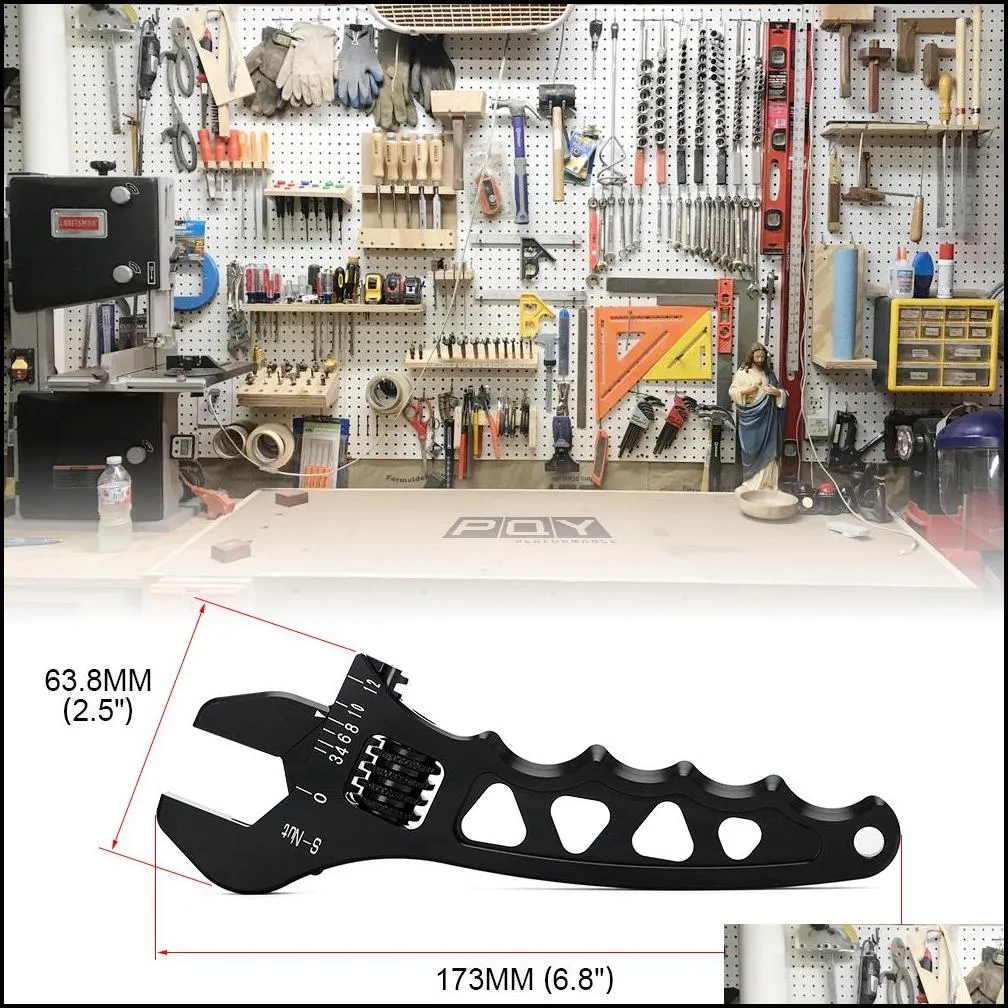 PQY - Adjustable AN 3 4 6 8 10 12 Aluminum WRENCH HOSE Fitting tool aluminum spanner AN3-AN12 PQY-SLW0601