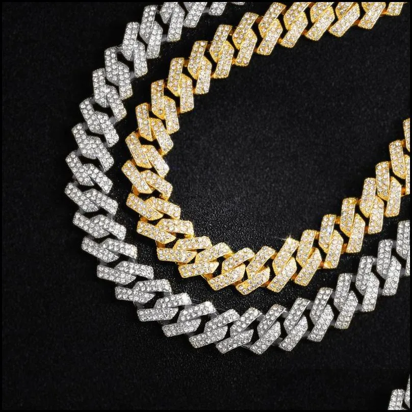 Chains Iced Out Cuban Choker Fine Jewelry Chain Woman Punk 16MM Hip Hop Gold Charm For Make Necklaces Men AccessoriesChains