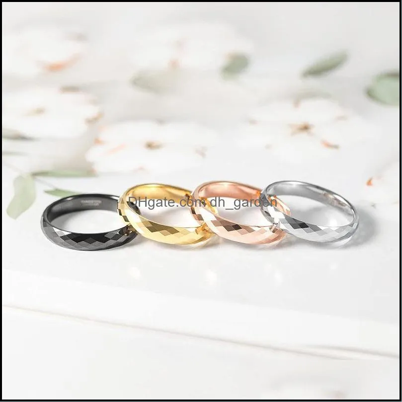 Wedding Rings Tigrade 4mm Multi-Faceted Tungsten Rose Gold/Black/Gold Engagement Band For Women Men Comfort Fit CoupleWeddingWedding