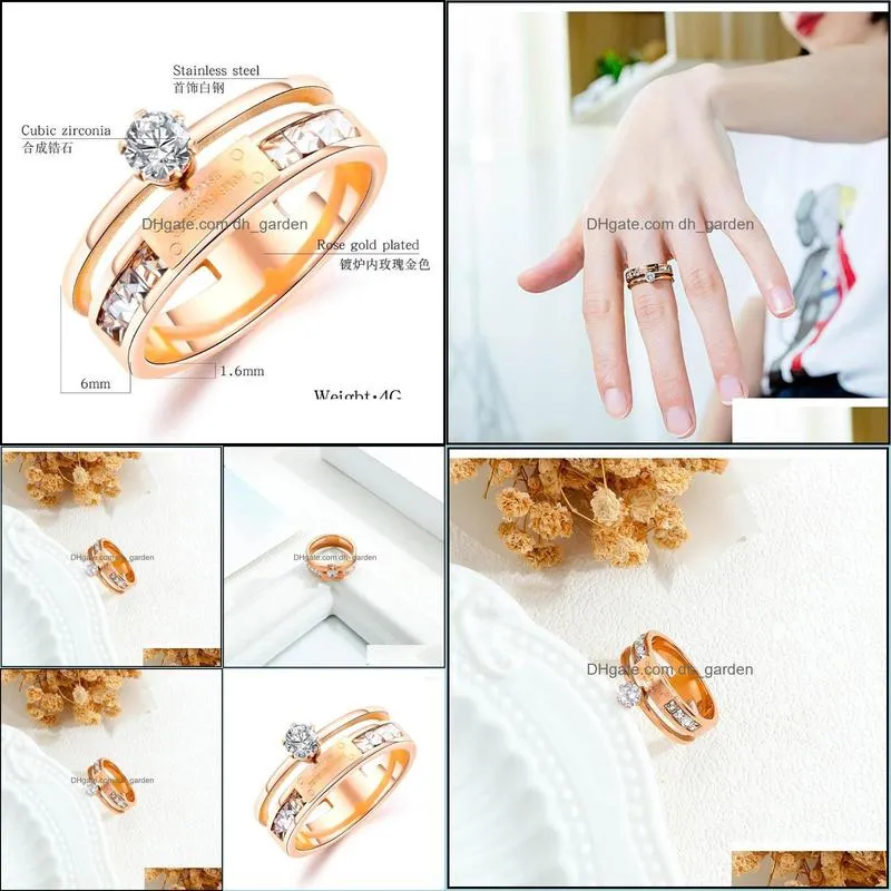Wedding Rings European And American Simple Titanium Steel Ring Female Fashion Wild Rose Gold For WomanWedding Brit22