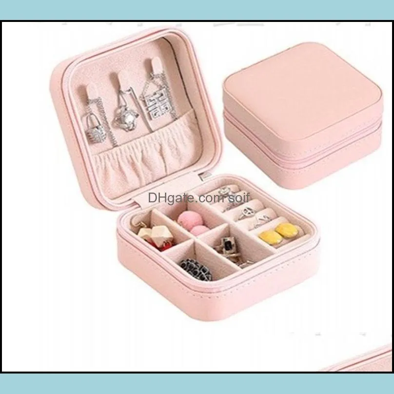 storage box travel jewelry boxes organizer pu leather display storages case necklace earrings rings jewellry holder gift cases boxs 137