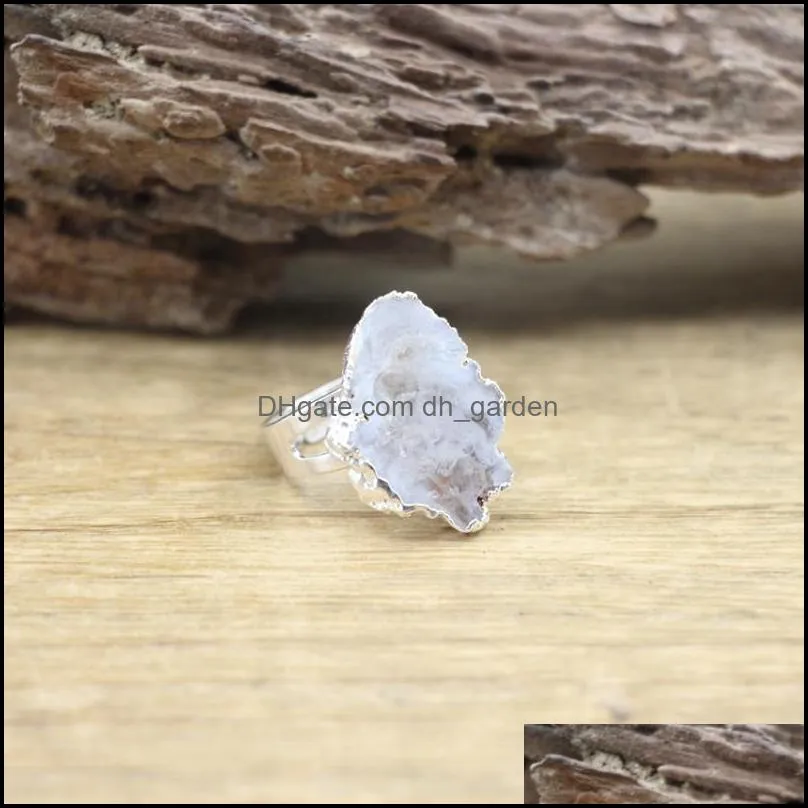 wedding rings natural agates druzy resizable raw crystal quartz geode drusy band ring party women jewelry drop qc4100wedding brit22