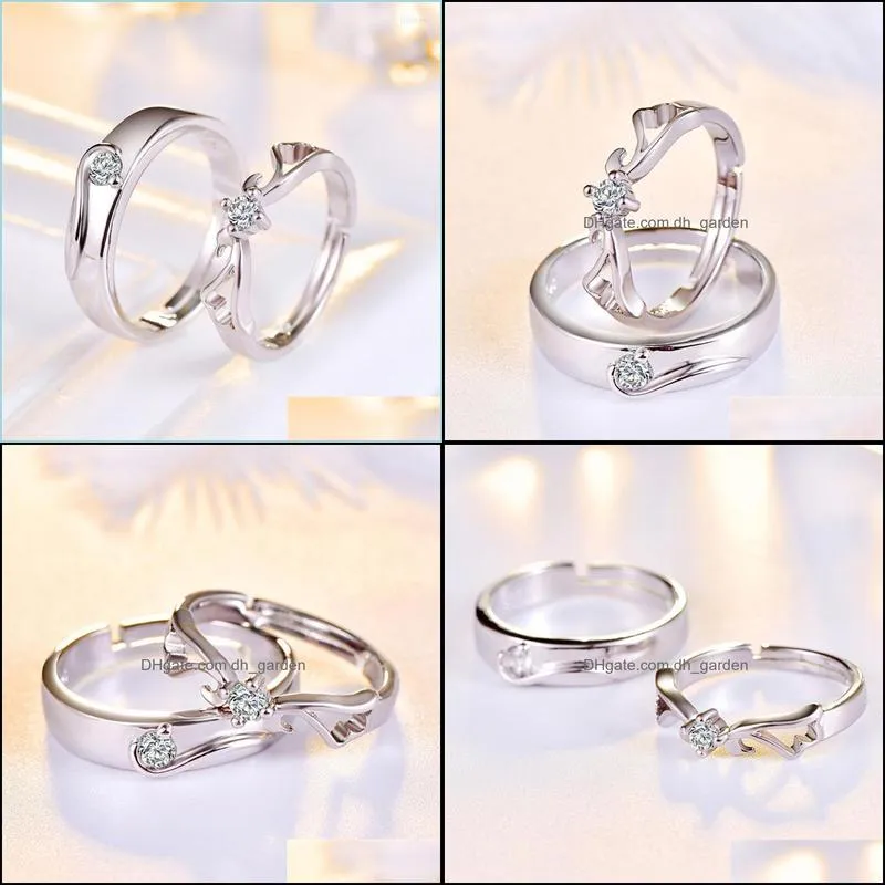 wedding rings stainless steel engagement ring promise round diamond get married 2pcs/pairwedding brit22