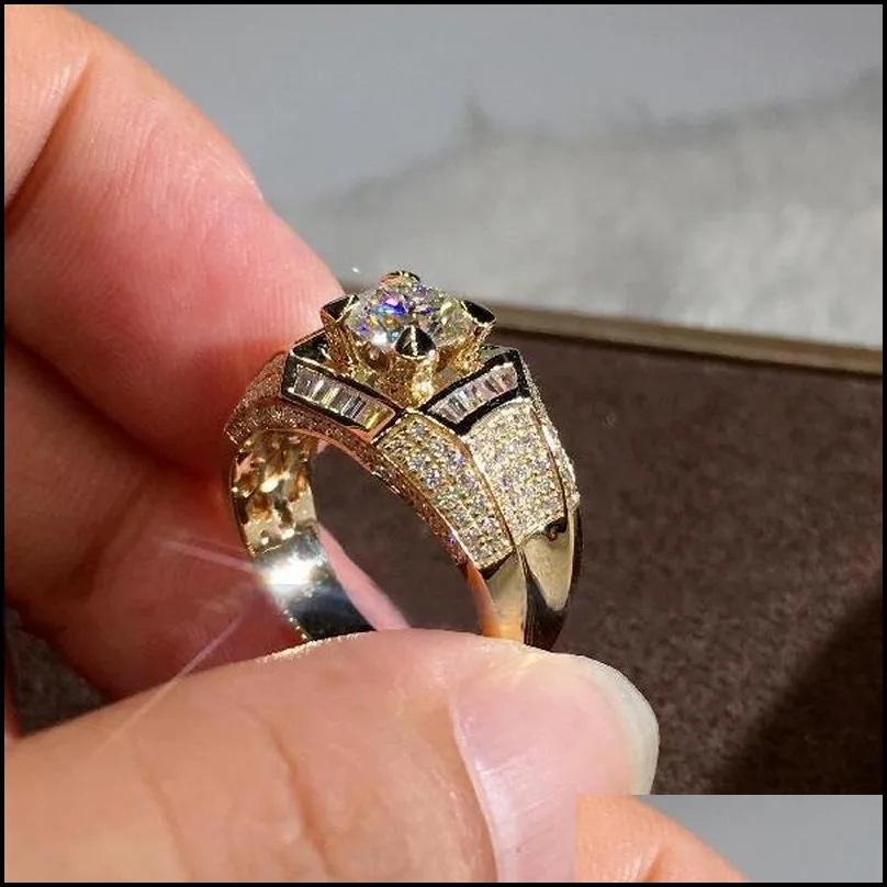 3 Carats Diamond Ring for Men Rock 14k Gold Jewelry Anillo Esmaltado Silver 925 Jewelry Bague Diamant Bizuteria Rings