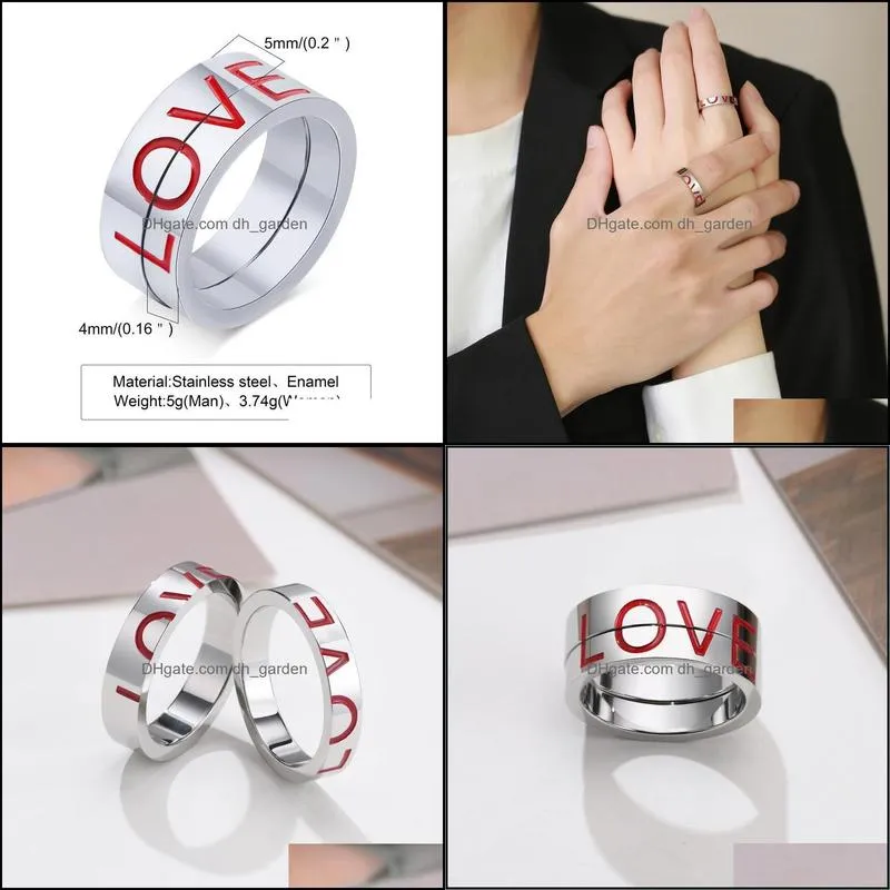 Wedding Rings Stainless Steel Corrosion Red Love Couple Ring Color Pair Men Women Jewelry WholesaleWedding Brit22