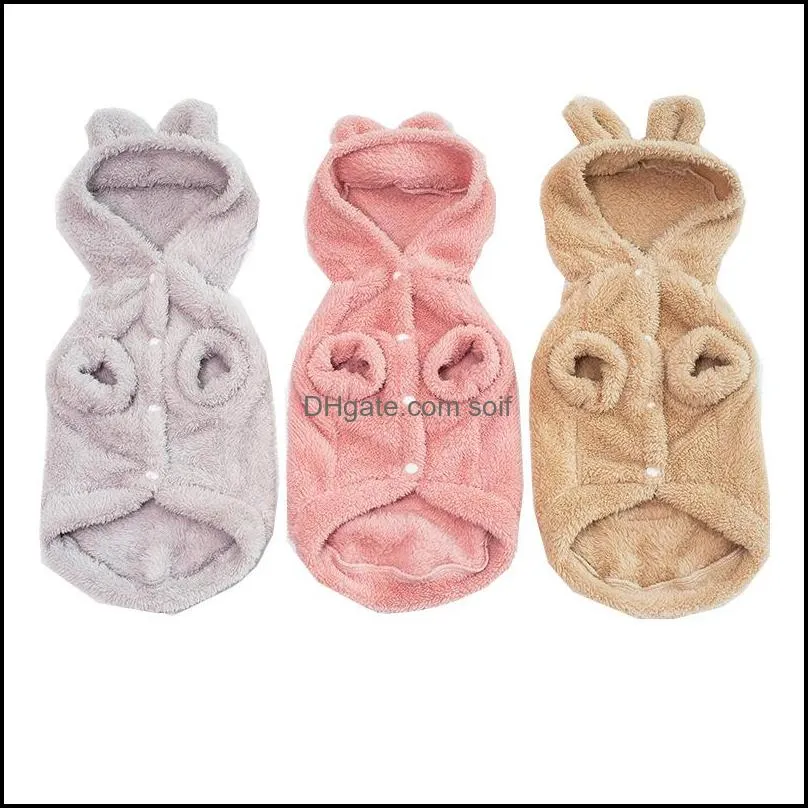 Popular Cat Sweater Thickenning Sleeveless Doggy Coats With Bear Ear Solid Color Pet Dog Clothes 13 2kl E1