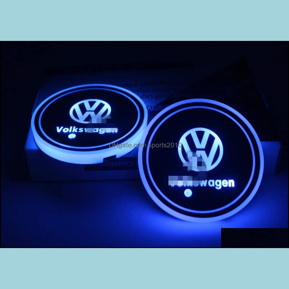 Car Logo LED Cup Pad led Cup Coaster USB Charging Mat Luminescent Cup Pad LED Mat Interior Atmosphere Lamp Decoration Light for