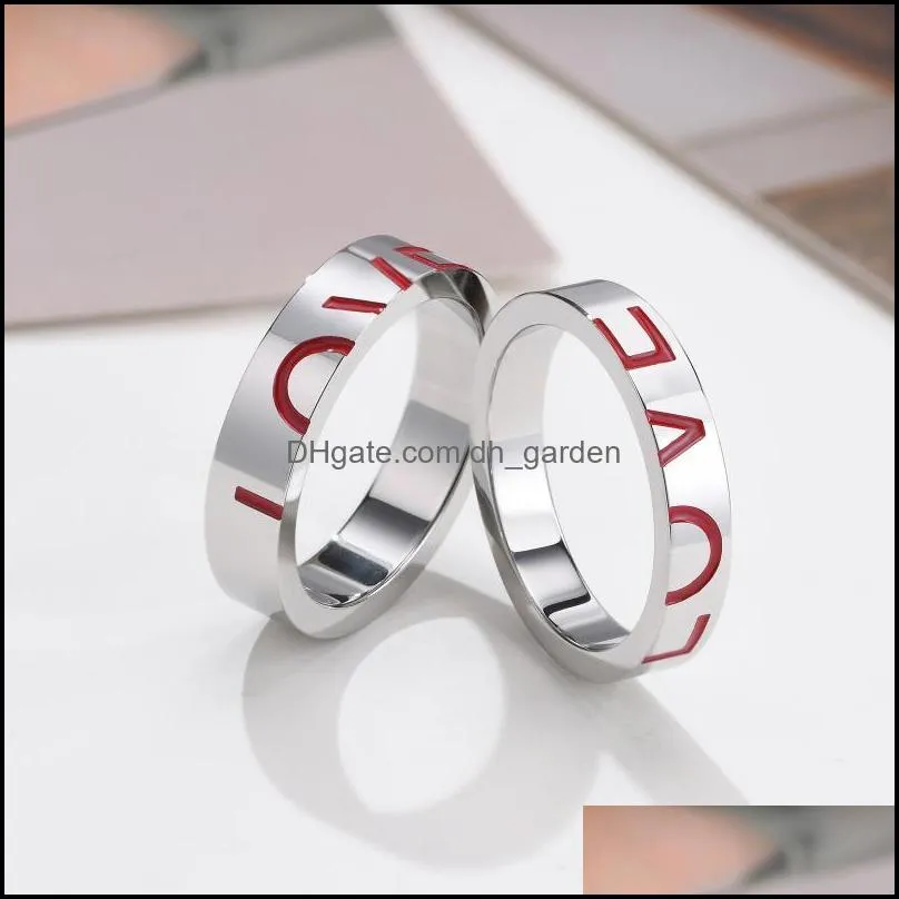 Wedding Rings Stainless Steel Corrosion Red Love Couple Ring Color Pair Men Women Jewelry WholesaleWedding Brit22