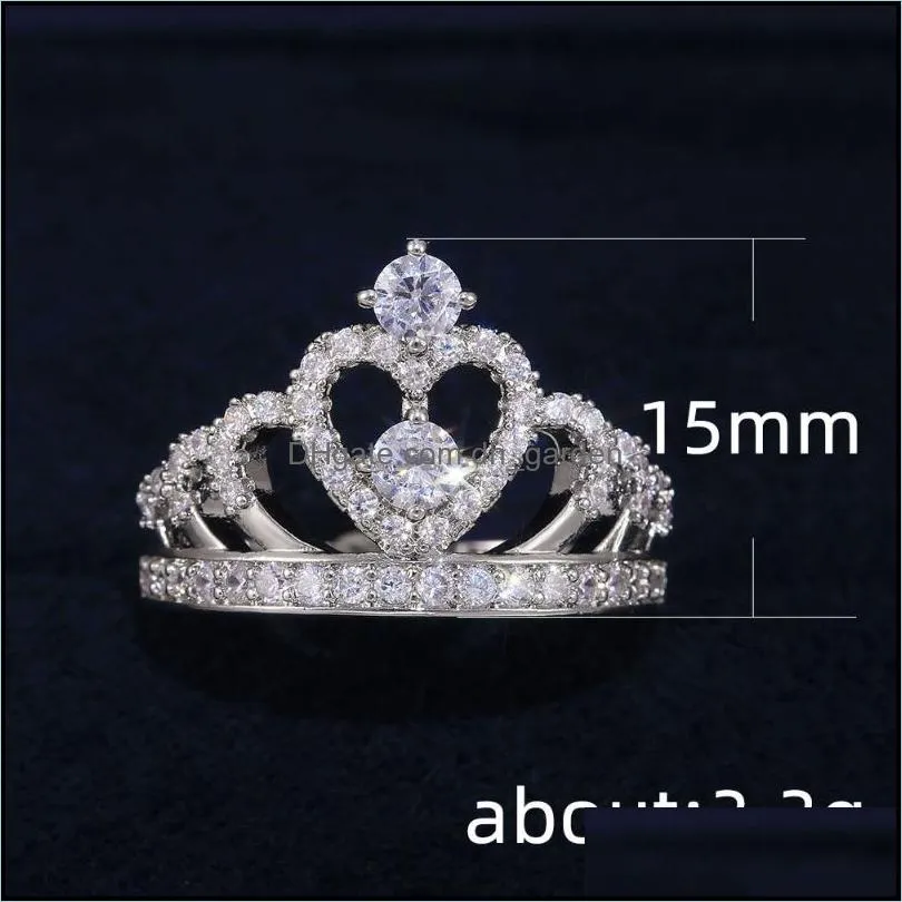 wedding rings princess crown for women cubic zirconia micro pave setting engagement female anel accessoriesweddingwedding brit22