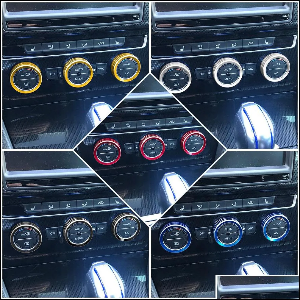 Air Conditioning Knob Decorative Ring Adjust Trim Cover For VW Tiguan Atlas T-roc Ateca FR Passat B8 Variant 2017-2019