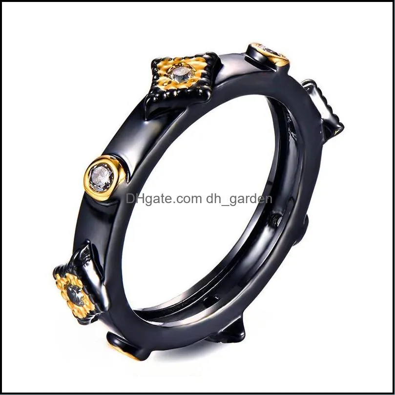 wedding rings unique style male female finger ring fashion black gold round vintage engagement for men and womenwedding brit22