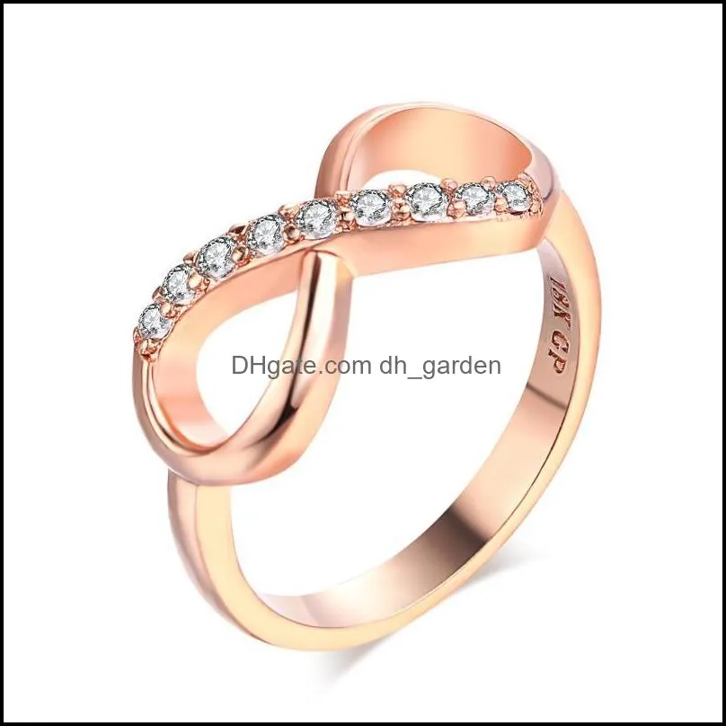 Wedding Rings Design Infinity For Women Rose Gold Crystal Zircon Couple Statement Ring Girls Fashion Jewelry Accessories R407Wedding