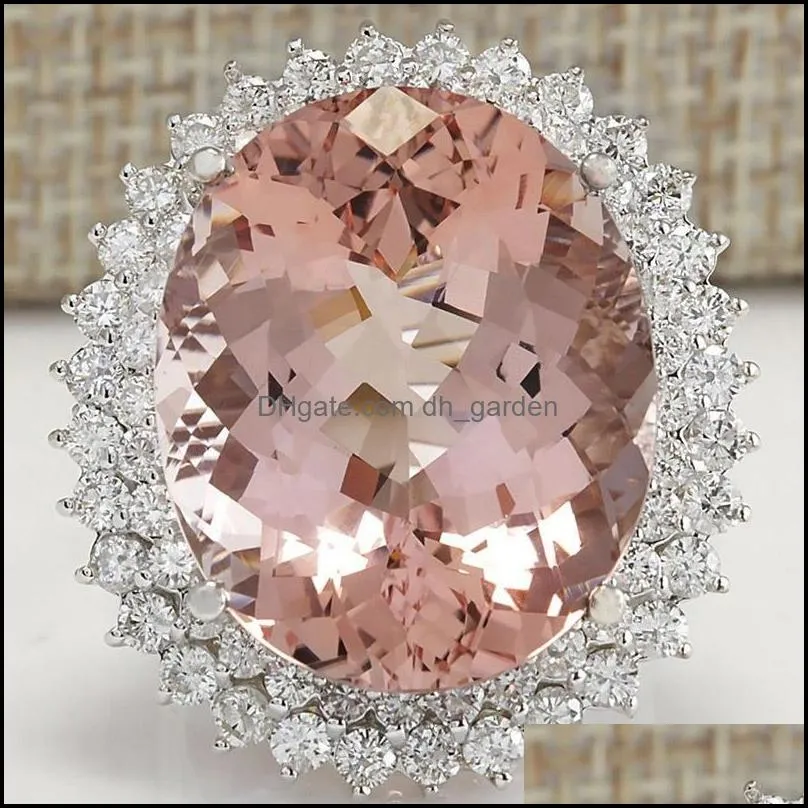 wedding rings huitan personality big pink cubic zirconia for women romantic bridal marriage ceremony party fashion jewelrywedding