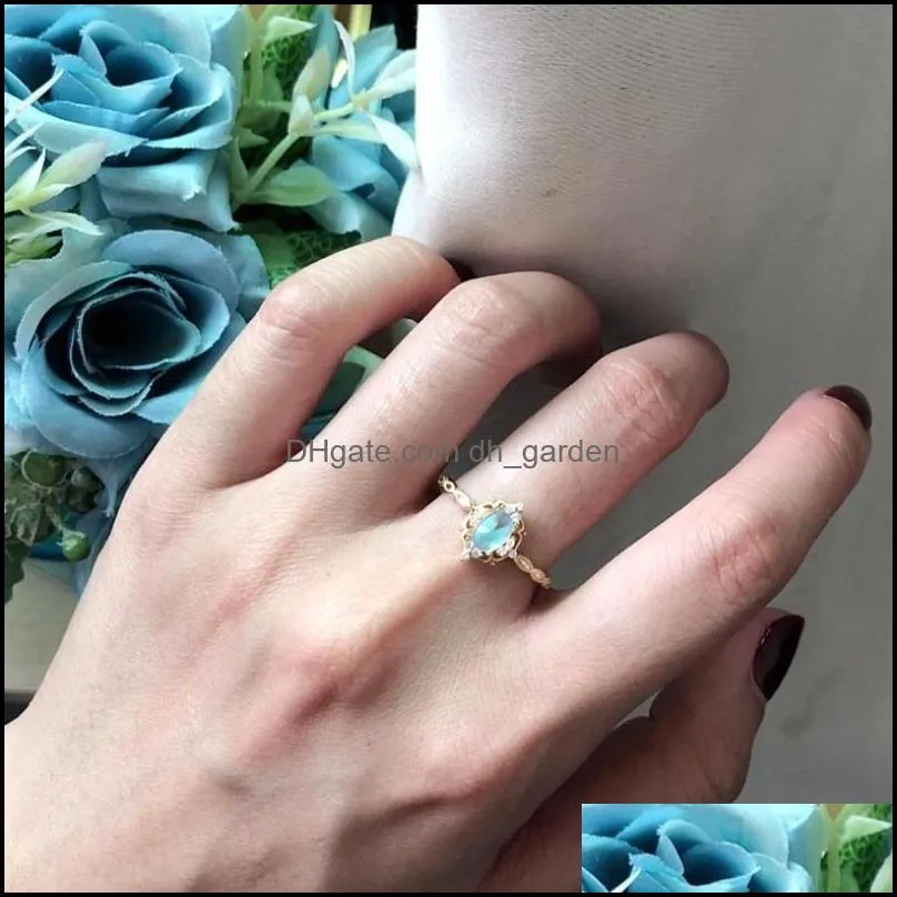 Wedding Rings Sterling Silver Moonstone Vintage Princess Lace For Women Gold Female Gemstone Finger Ring Adjustable Fine JewelryWedding