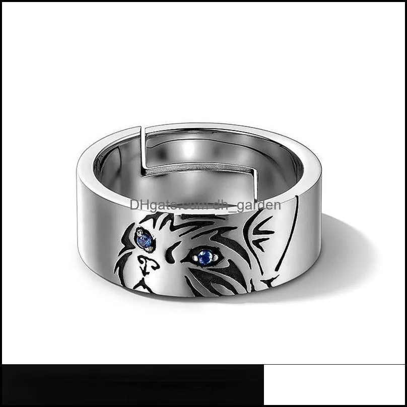 Wedding Rings Punk Hip-Hop Tiger Head Ring For Men Women Vintage Cat Eyes Animal Open Couple Charm Retro Jewelry GiftsWedding Brit22