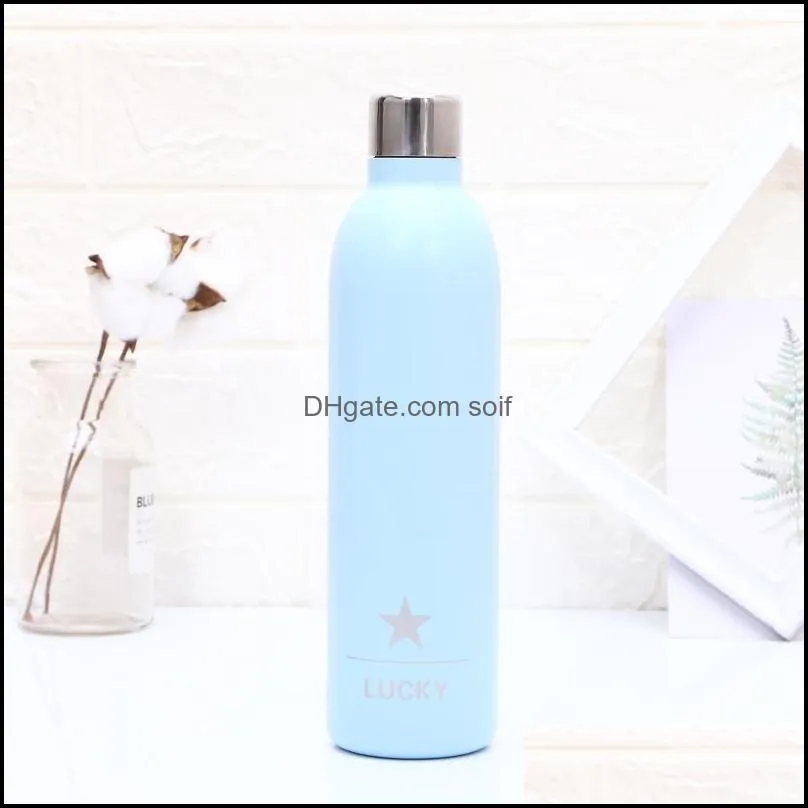 Outdoors Sports Water Bottle Double Deck Stainless Steel Creative Office Vacuum Cup Fashion Tea Tumblers 500ml 18 5hy E1