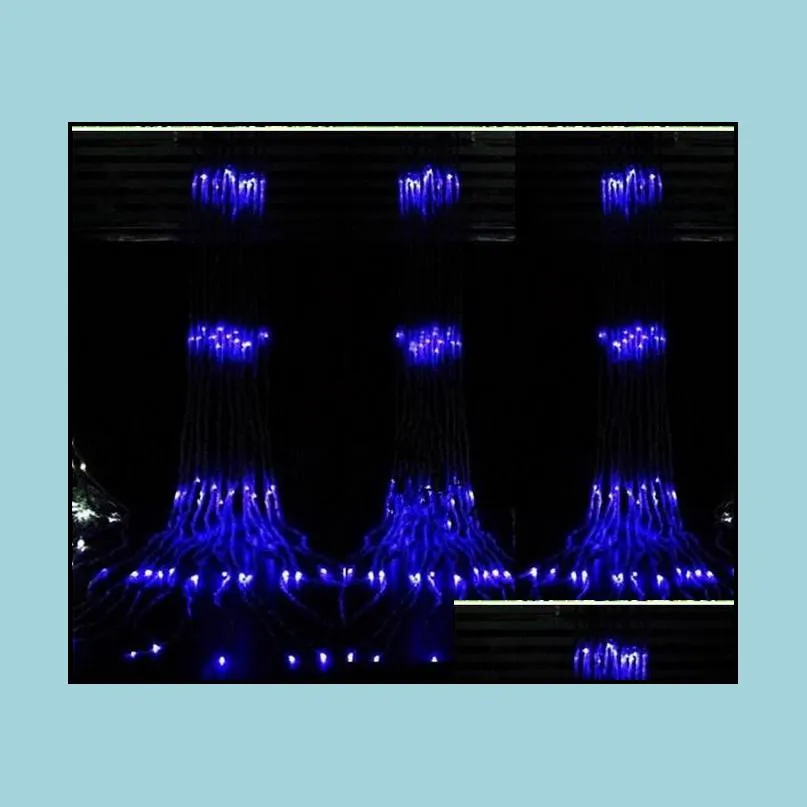  x  336led wedding party christmas context holiday run waterfall water flow water curtain led waterproof chain ac 110v/220v