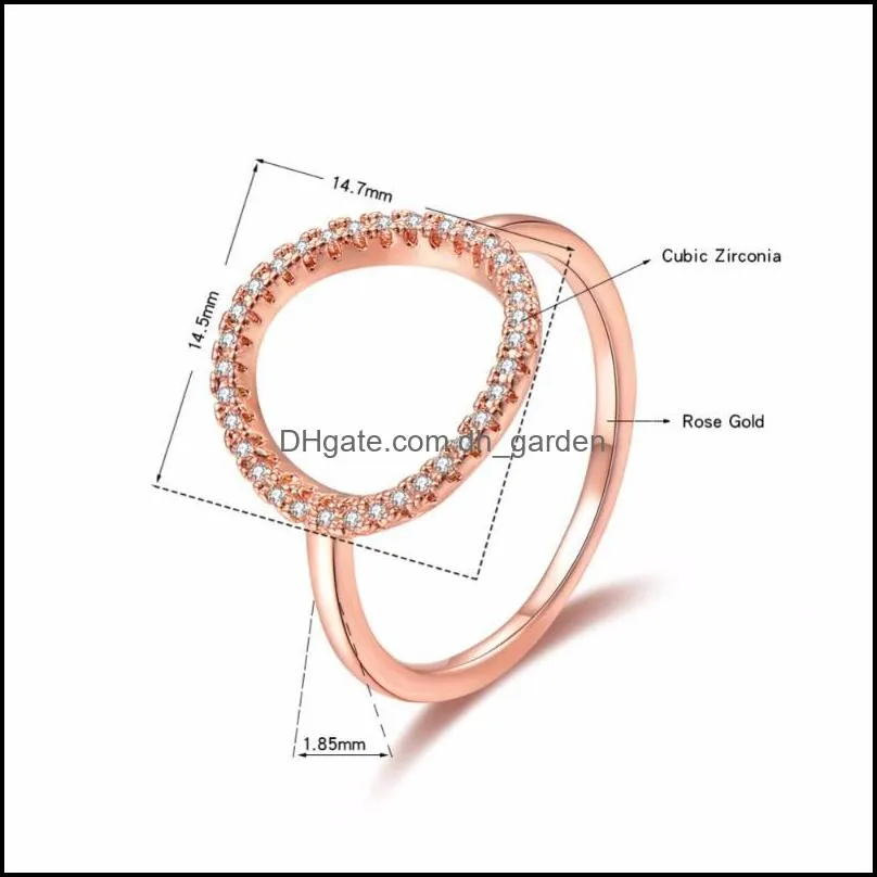 Wedding Rings Trendy Women Ring Round Charm Cubic Zircon Crystal Rose Gold For Girls Female Party Jewelry Valentine GiftsWedding