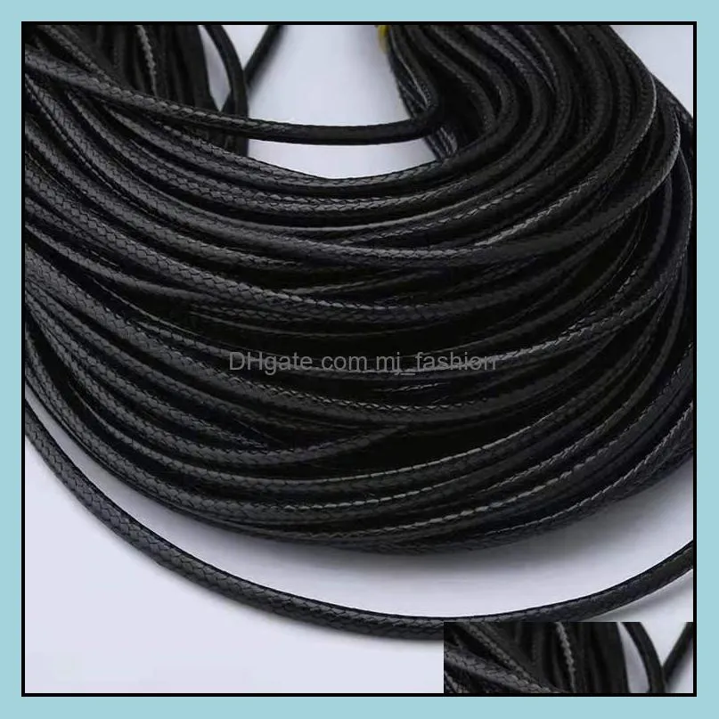 100 pcs/lot 1 5mm black wax leather cord necklace rope string cord wire chain for diy fashion jewelry making accessories in bulk