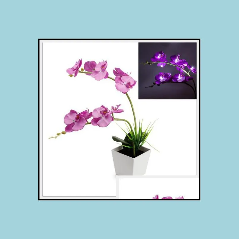 led lifelike artificial butterfly orchid flower silk phalaenopsis wedding home fake flower shipping