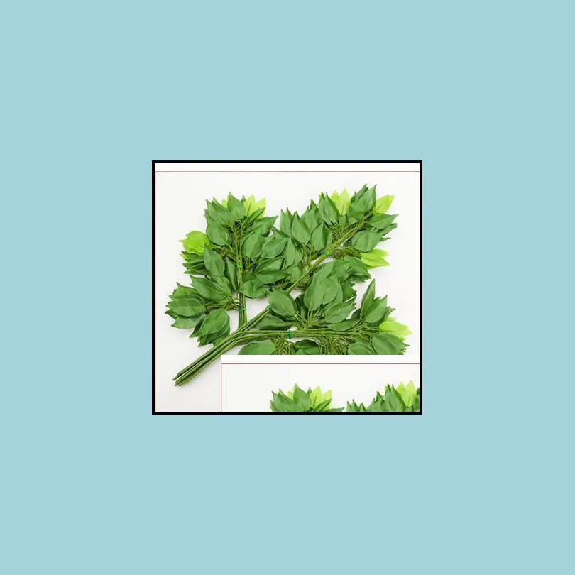 analog green plant branch plastic leaf diy wedding family garden quality factory decoration fake artificial leaves 12pcs