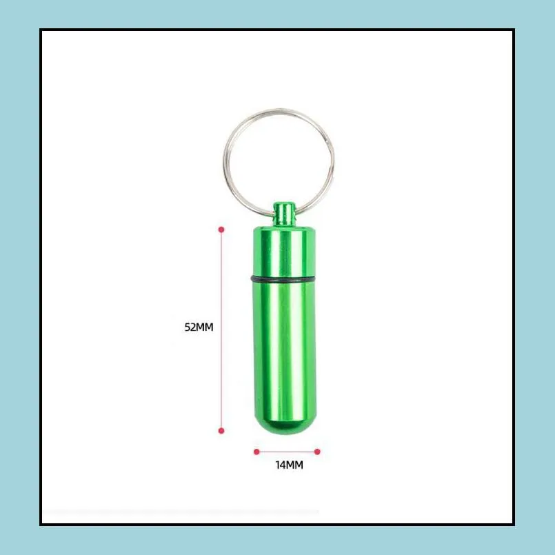 pill box key chain holder aluminum waterproof bottle container keychain jar storage stash accessories