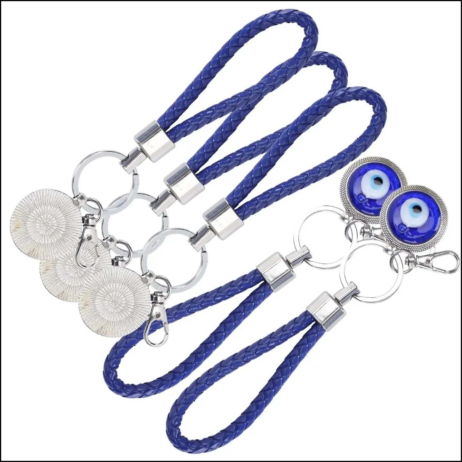 Key Rings L Evil Eye Keychain Turkish Blue Charms Pendants Amet For Man Woman Purse Handbag Bag Decoration Gift Drop Deliv Chakrabeads