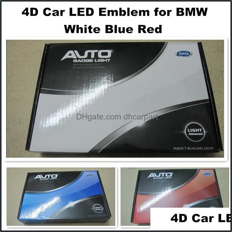 for bmw 4d led logo light car accessories badges emblem 12v 82mm white blue red high quality rear lights