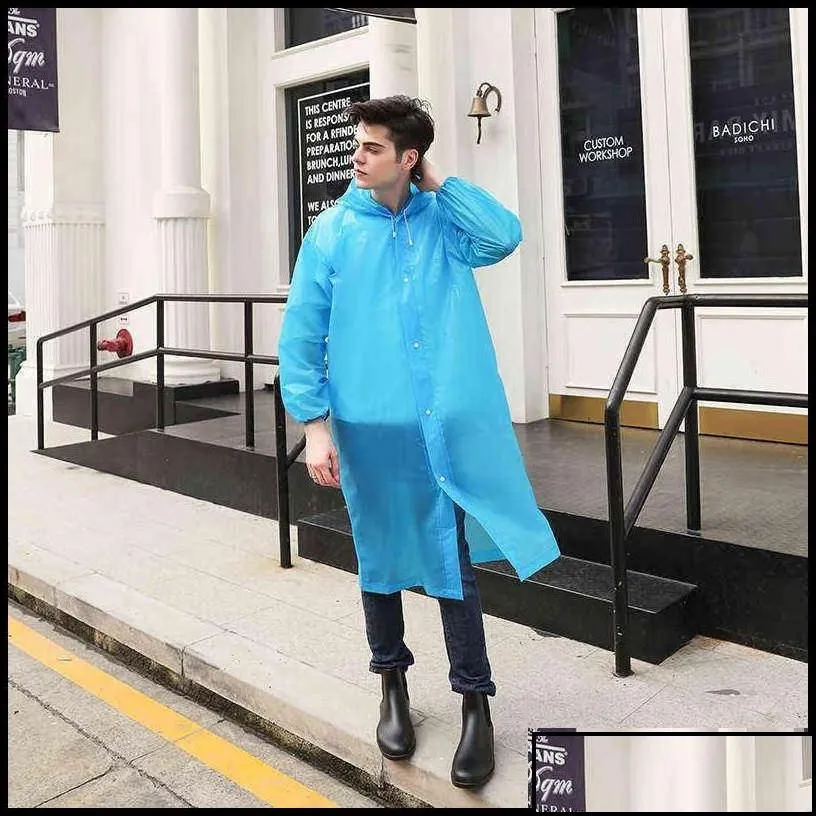 Raincoats Reusable Raincoat Women Rainwear Men Poncho Impenetrable Eva Rain Jacket Plastic Fashion Er Hooded Capa De Chuva Drop Deliv