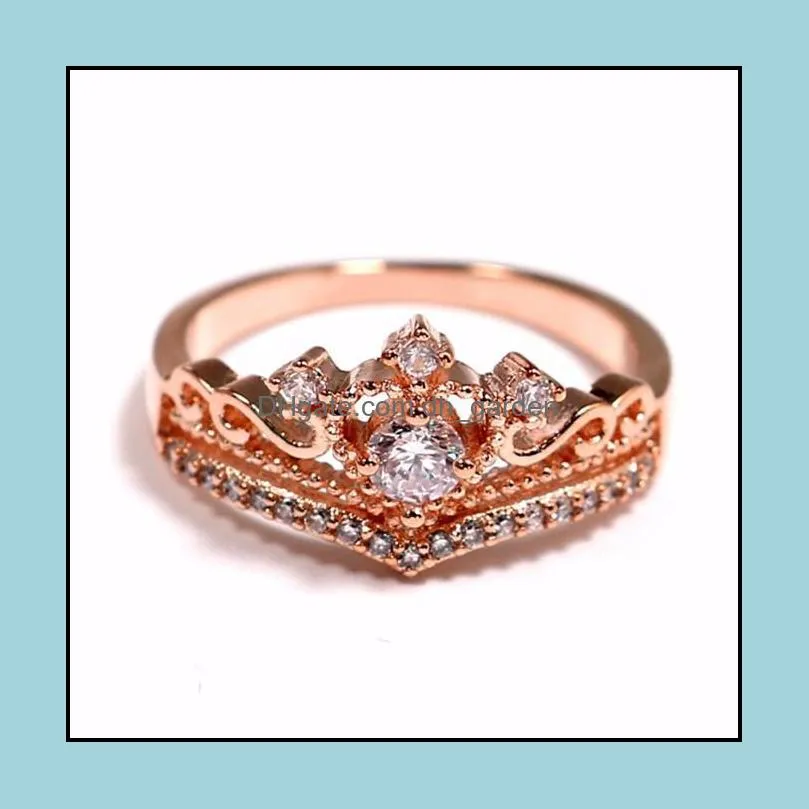 Wedding Rings CZ Crown Ring Rose Gold For Women Brit22