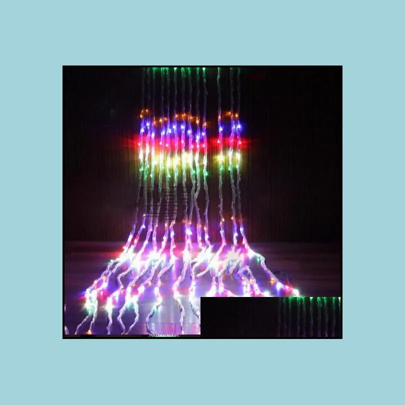  x  336led wedding party christmas context holiday run waterfall water flow water curtain led waterproof chain ac 110v/220v