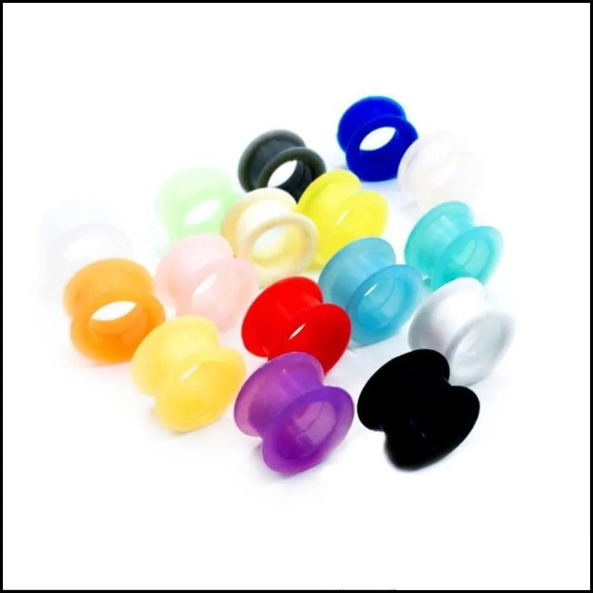 100pcs/lot mix 7 color body jewelry silicone ear expander plug flesh tunnel plug gauge