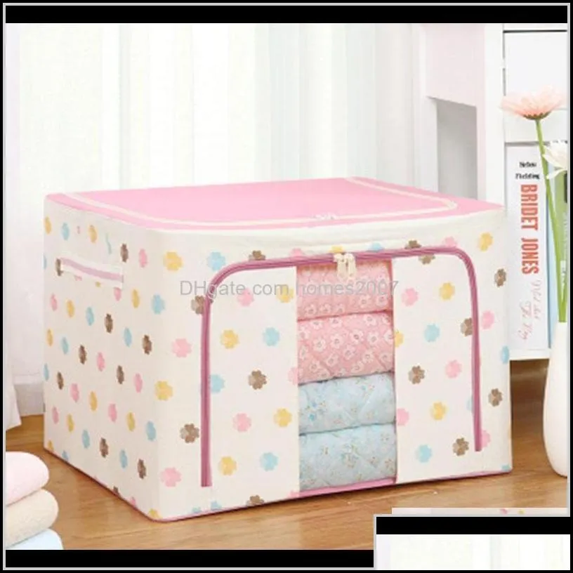 Housekeeping Organization Home Gardenoxford Cloth Steel Frame Storage Box For Clothes Bed Sheets Blanket Pillow Shoe Holder Container