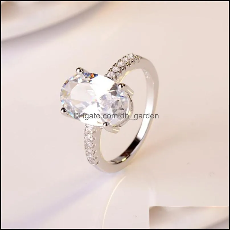 Wedding Rings Fashion For Women Big Oval Zircon Stone Inlay Elegant Engagement Ring S925 Fine Jewelry AnniversaryWedding Brit22