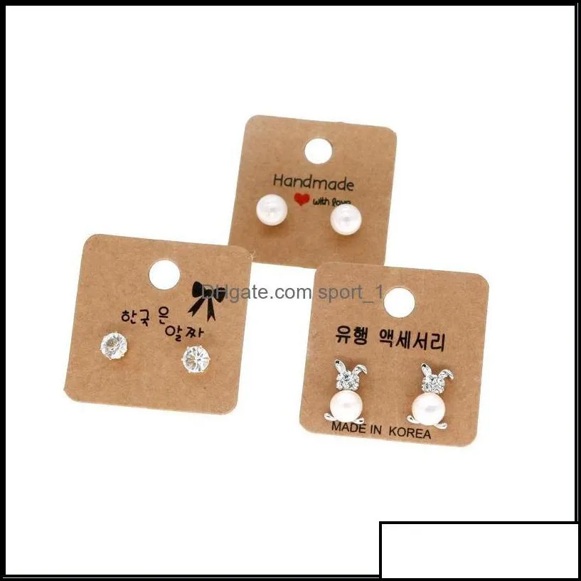 Price Tags, Packaging & Jewelry4*4Cm Kraft Paper Mti-Motif Earring With Hold Hanging Earrings Ear Stud Jewelry Display Card Wholesale Can