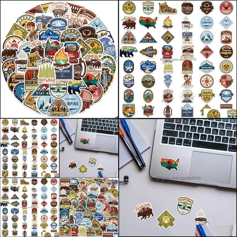 50pcs cartoon outdoor camping sticker happy camper graffiti kids toy skateboard car motorcycle bicycle sticker decals