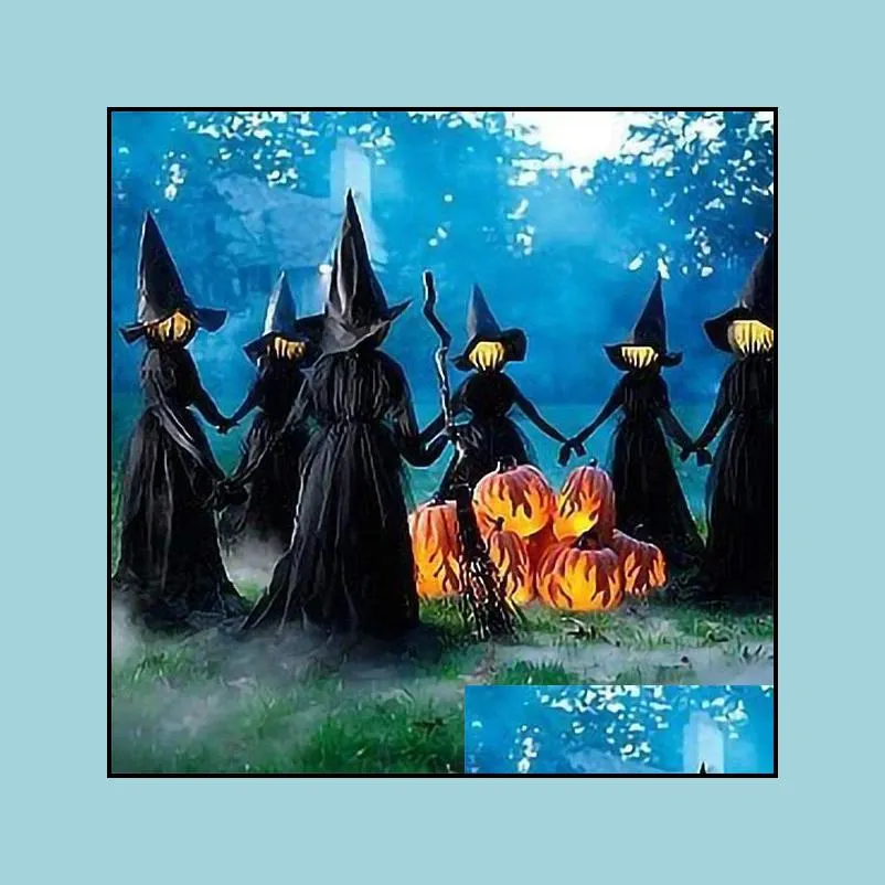halloween lightup witches witches with stakes halloween decorations outdoor holding hands screaming witches sound activated sen