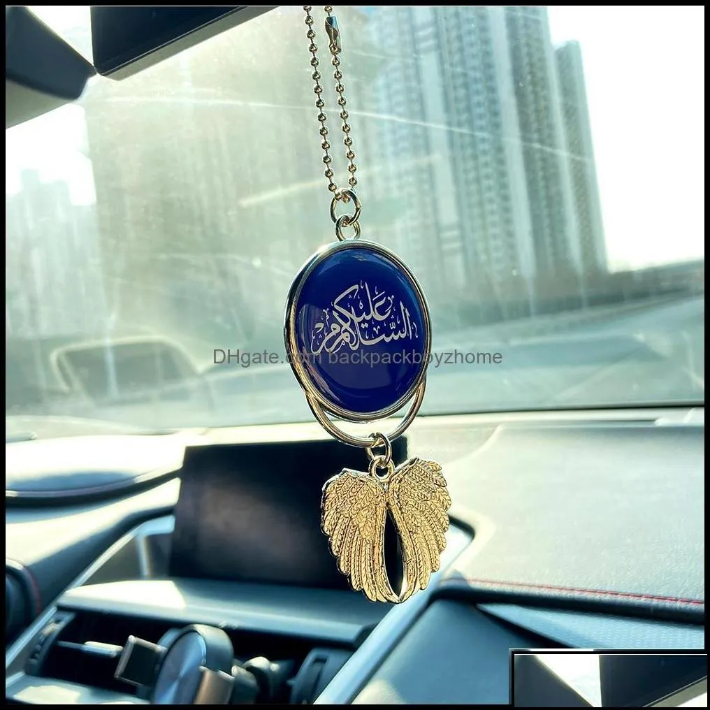 Arts And Crafts Arts Gifts Home Garden Sublimation Blank Necklace With Chain Aluminum Sier Angel Wings Car Charm Po C Dhswv