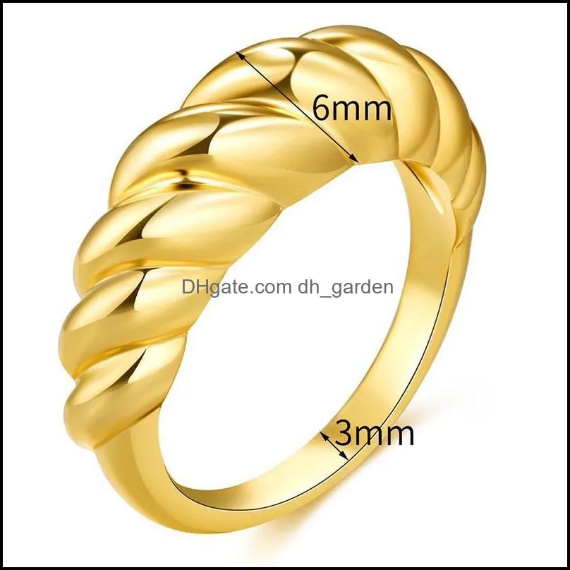 Wedding Rings Stainless Steel Croissant For Women Braided Twisted Signet Chunky Dome Ring Stacking Jewelry Statement Gift WholesaleWedding