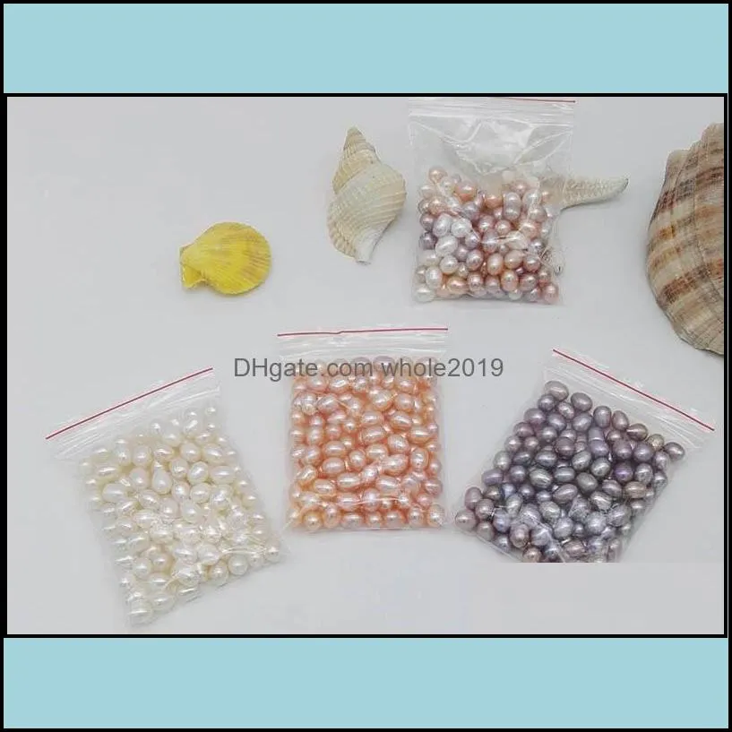 Pearl Loose Beads Jewelry Natural Freshwater Pearls Oyster No Hole 5-6Mm Bright Rice-Shaped Real Different Color Fashion Wholesale Drop