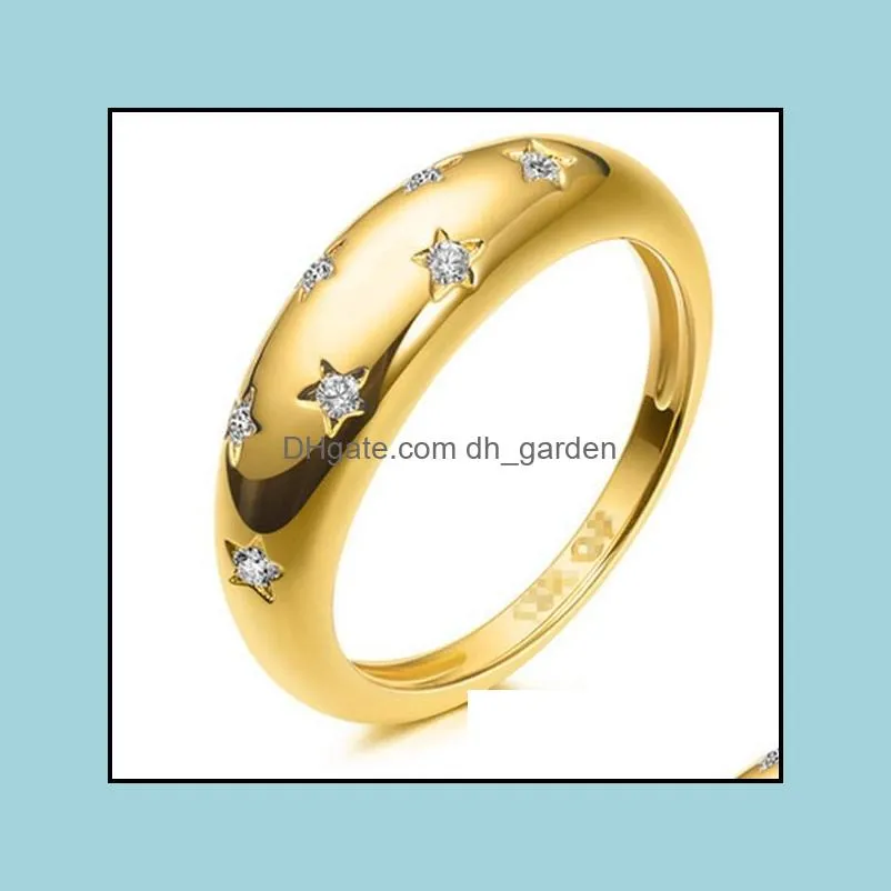 Wedding Rings Crescent Shape Twisted Pattern Dome Ring Stacking With Crystal Inlay For Women`s Jewelry Simple Style Size 5-12Wedding