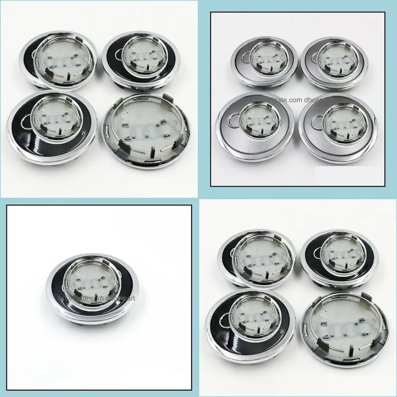 4pcs 77mm wheel hub covers center cap abs black silver hub caps special for q7